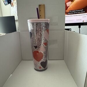 Starbucks Valentine Hearts Glitter Cup 24 Oz Venti